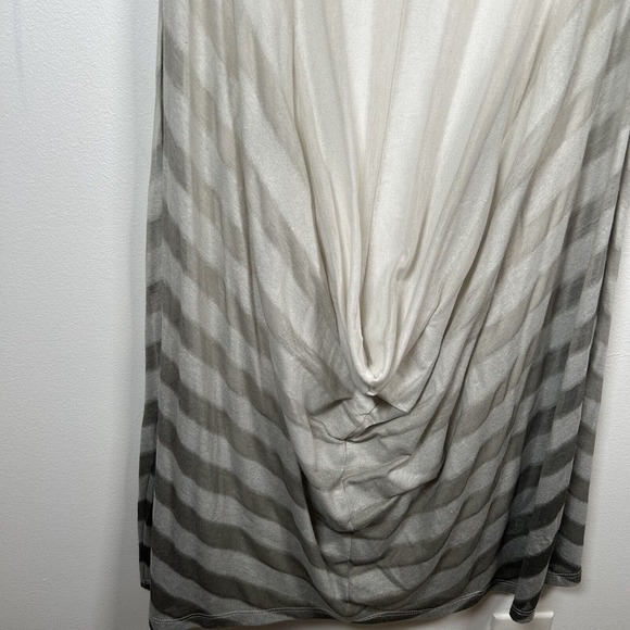 Ronen Chen Dress Beige Gray Lined Striped Draped Lightweight Women's Size 4 - Picture 2 of 8